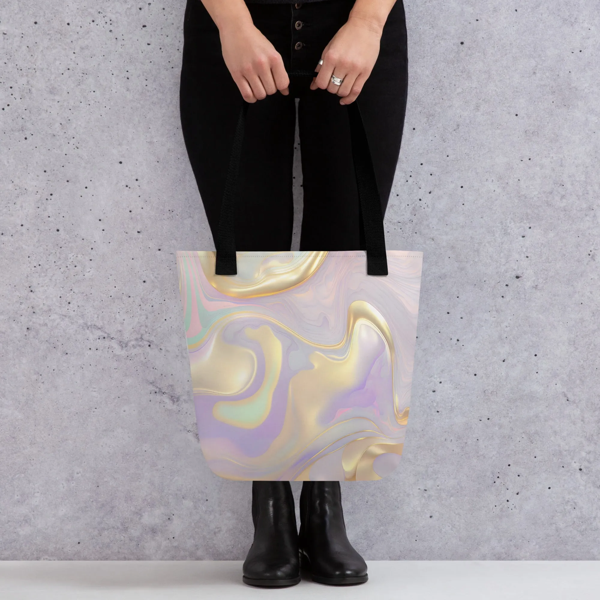 Golden Lavender Swirl All Over Print Tote Bag