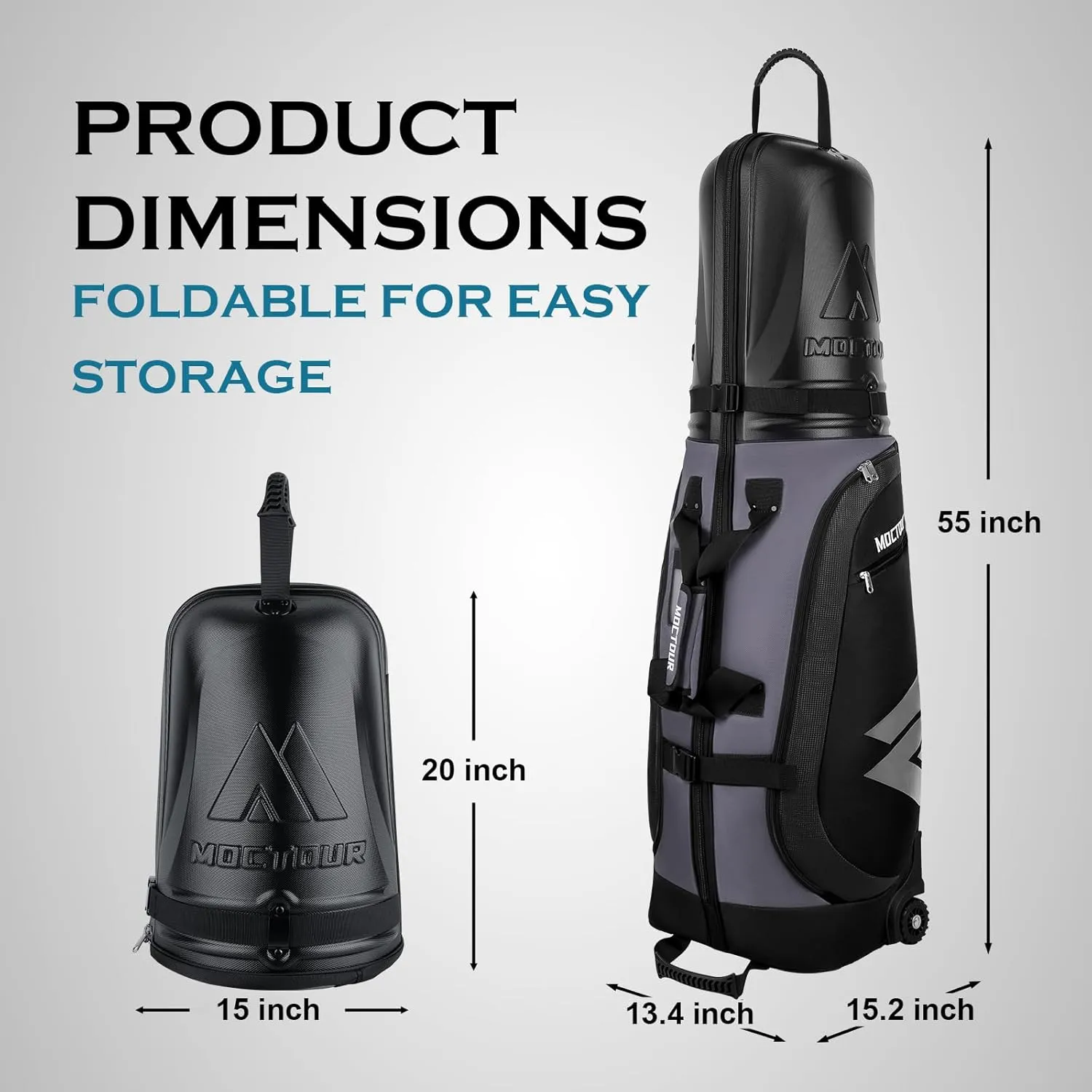 Golf Travel Bags for Airlines with Wheels & ABS Hard Case Top, Protect Your Clubs, Waterproof 1680D Oxford Fabric and Oversize Tank Wheels, Lightweight and Easy to Maneuver