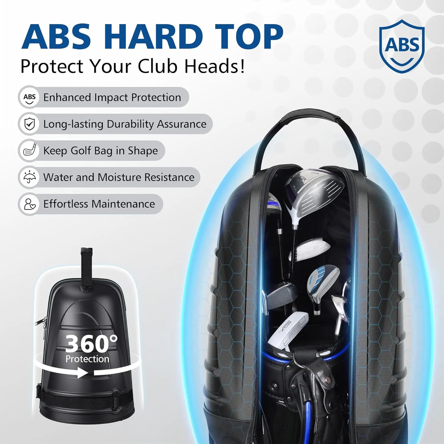 Golf Travel Bags for Airlines with Wheels, Hard Case Top and 1680D Heavy Duty Oxford Protect Golf Clubs, Lightweight and Easy to Maneuver