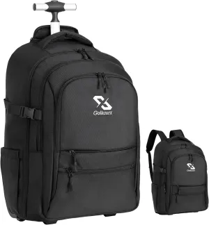 Golkcrux Rolling Backpack, Backpack with Wheels, Water-Resistant Rolling Luggage for Men Women Adults to Business and College