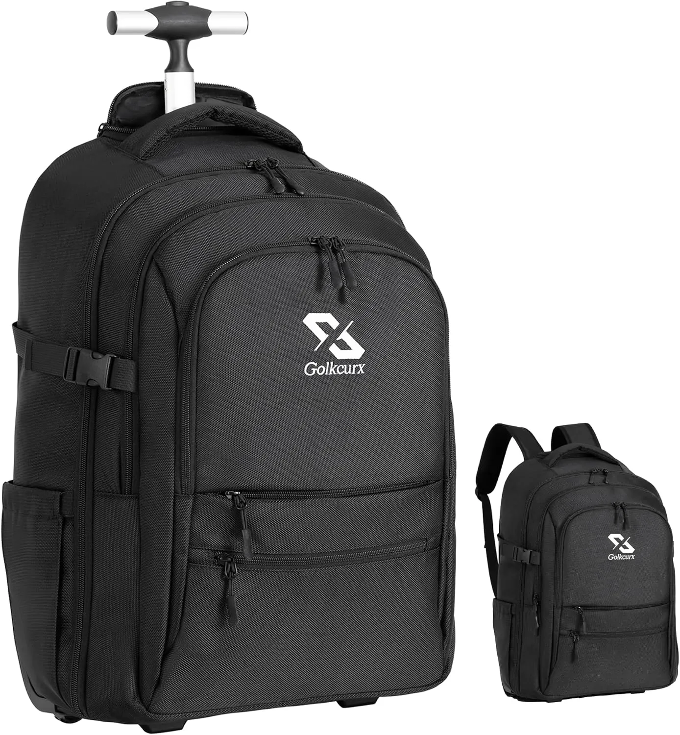 Golkcrux Rolling Backpack, Backpack with Wheels, Water-Resistant Rolling Luggage for Men Women Adults to Business and College
