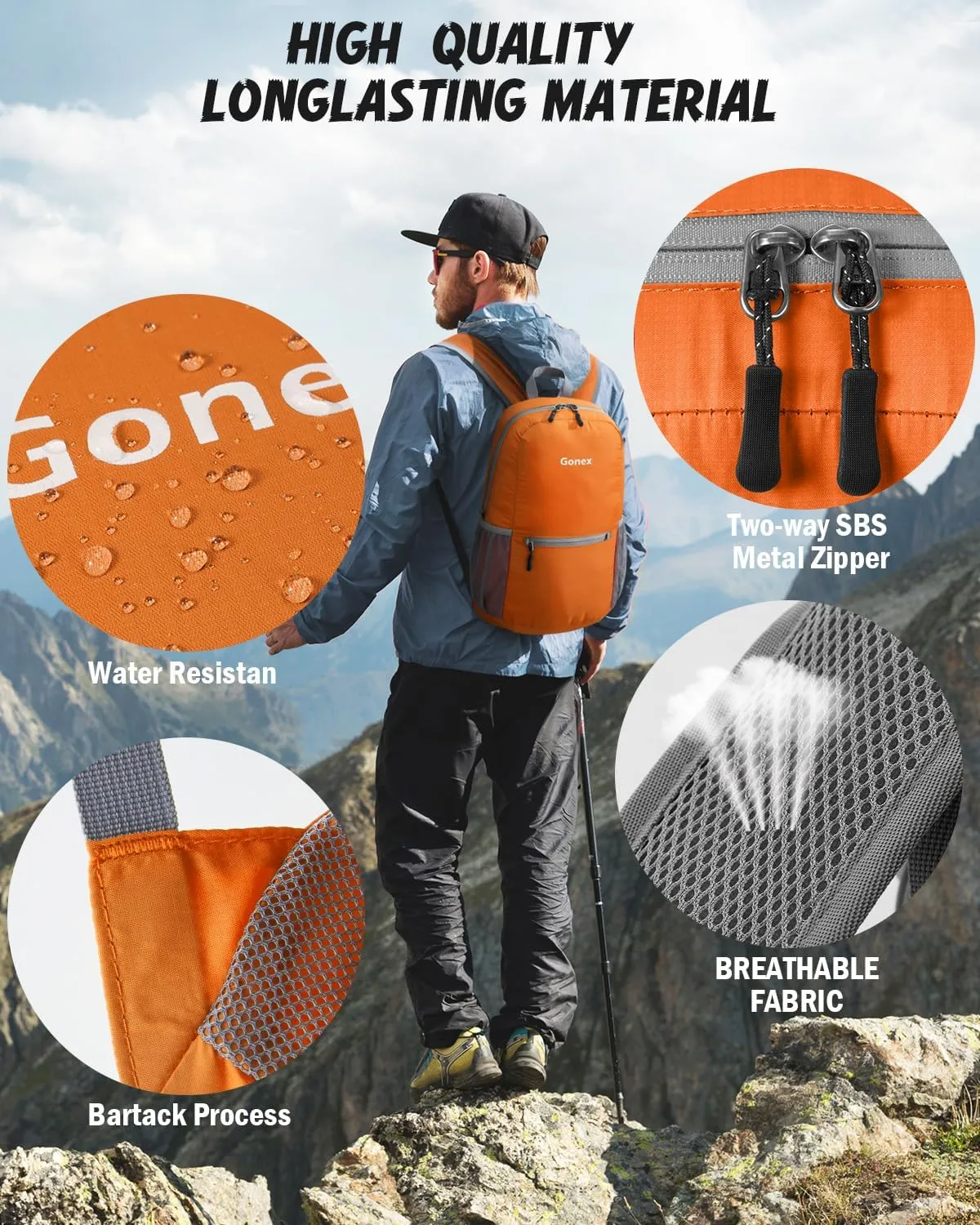 Gonex Ultra Lightweight Packable Backpack 20L Daypack Handy Foldable Camping Outdoor Travel Cycling Backpacking