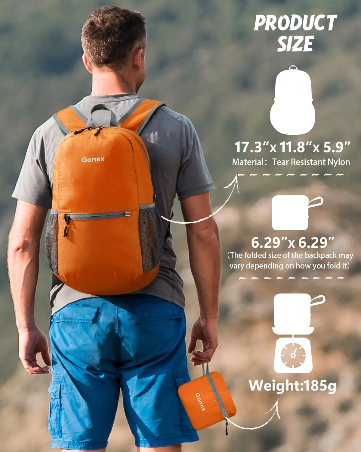 Gonex Ultra Lightweight Packable Backpack 20L Daypack Handy Foldable Camping Outdoor Travel Cycling Backpacking