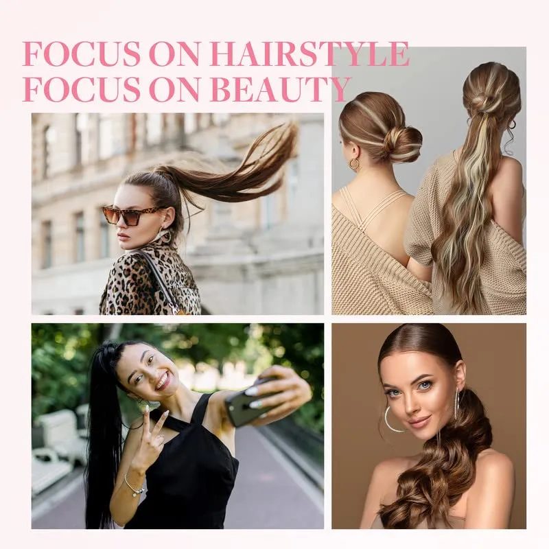 GOO GOO Ponytail Extension, Long Straight Wrap Around Clip in Handmade Real Human Hair for Women,Hair Piece Pony Tail Hair Extensions Hairpieces for Girls,Jet black#1, 75g 14inch