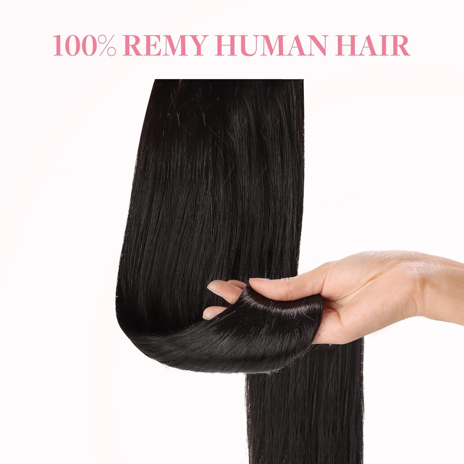 GOO GOO Ponytail Extension, Long Straight Wrap Around Clip in Handmade Real Human Hair for Women,Hair Piece Pony Tail Hair Extensions Hairpieces for Girls,Natural Black #1B, 80g 16inch
