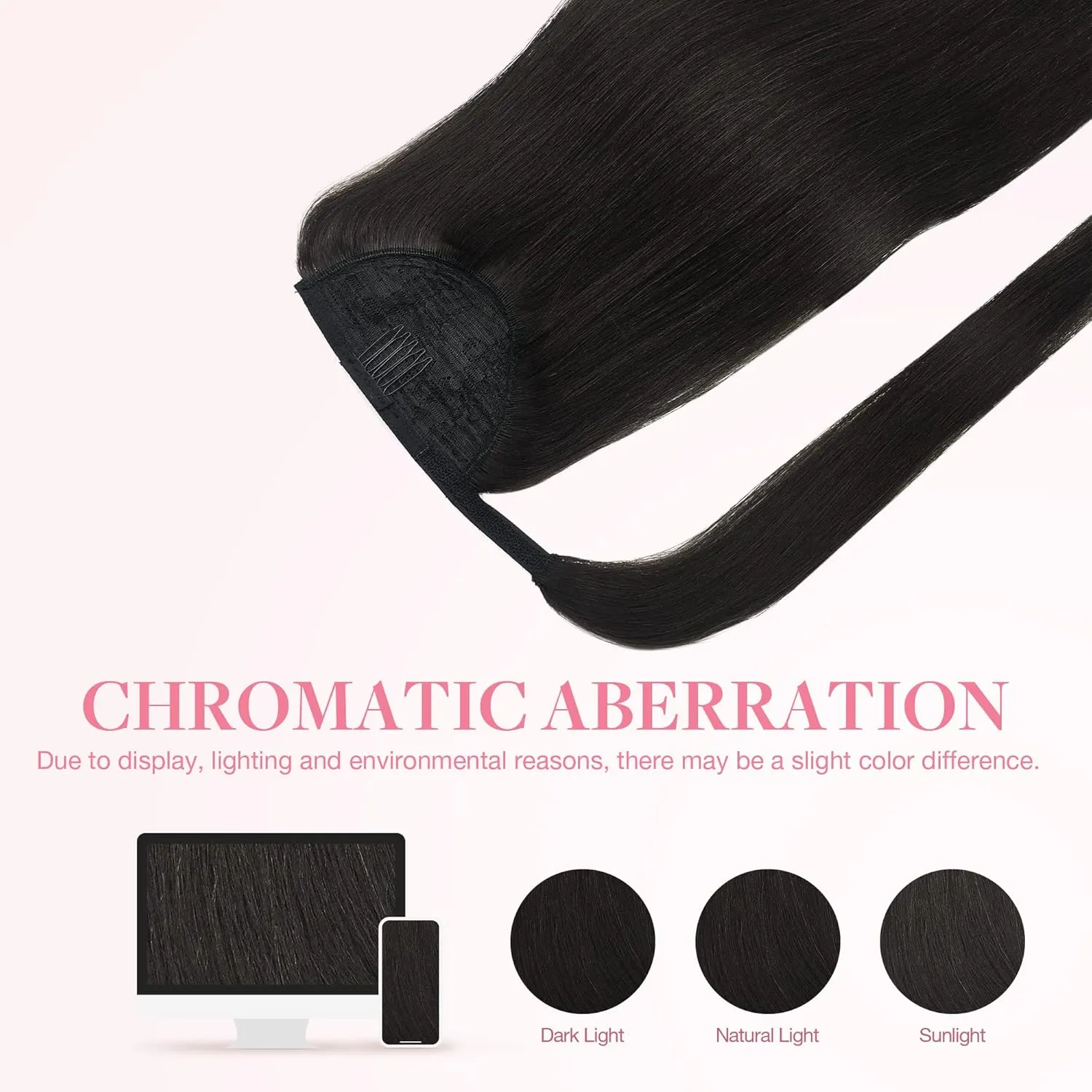 GOO GOO Ponytail Extension, Long Straight Wrap Around Clip in Handmade Real Human Hair for Women,Hair Piece Pony Tail Hair Extensions Hairpieces for Girls,Natural Black #1B, 80g 16inch