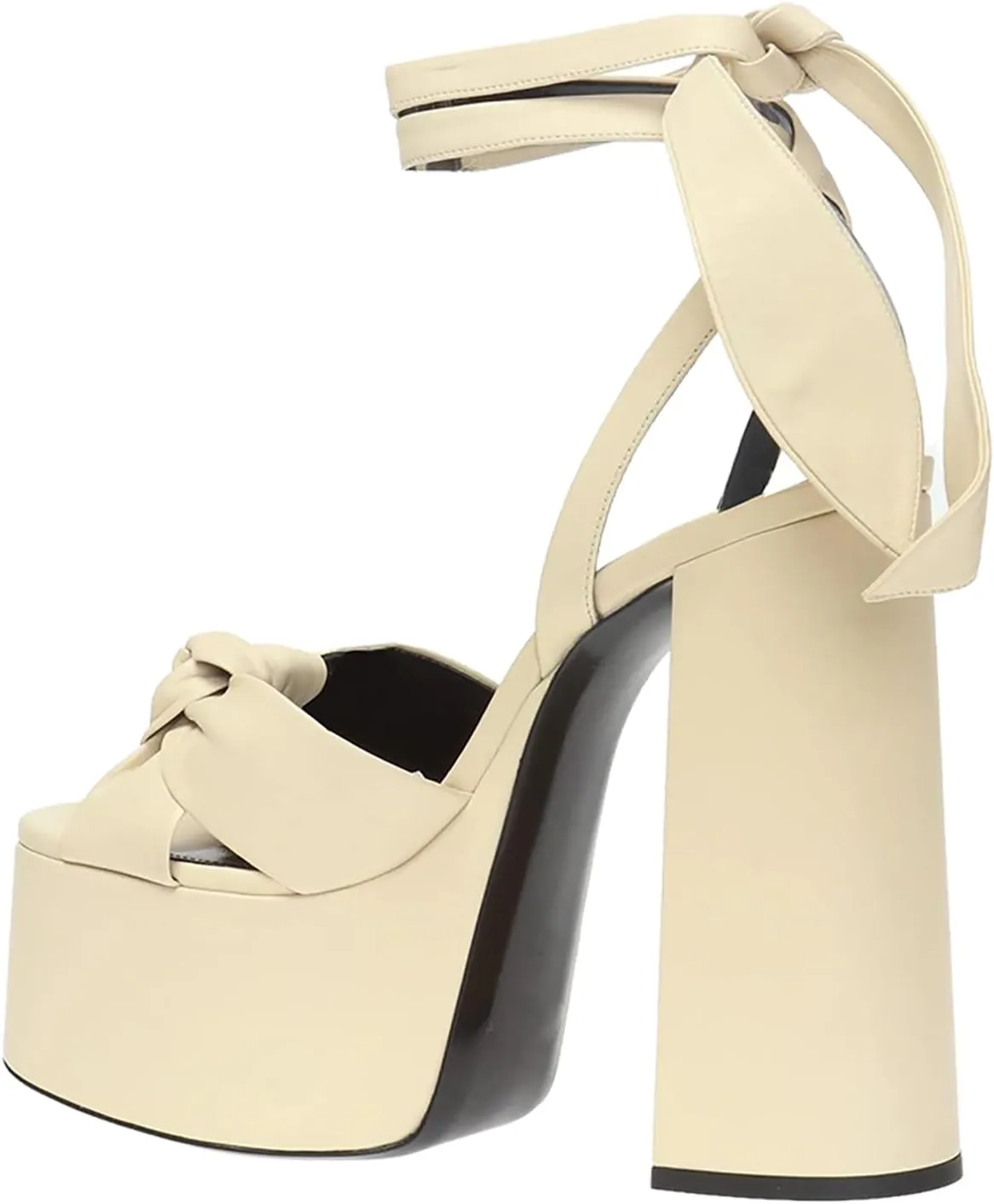 Goolita Metallic Lace Up Chunky Heel Platform Heels For Women Open Toe Slingback Ankle Strap Heeled Sandals Bow Sexy Fashion Evening Party Shoes