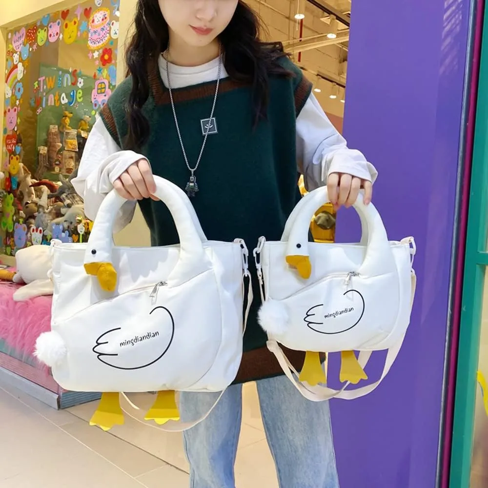 Goose Purse Nylon Shoulder Bag for Women Goose Shaped Tote Handbag Crossbody Bag