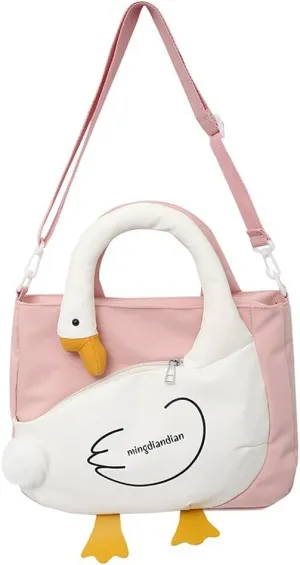 Goose Purse Nylon Shoulder Bag for Women Goose Shaped Tote Handbag Crossbody Bag