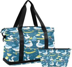 Goose Travel Duffel Bag Waterproof Gym Sport Tote Bag Carry On Weekender Bag with Compartment