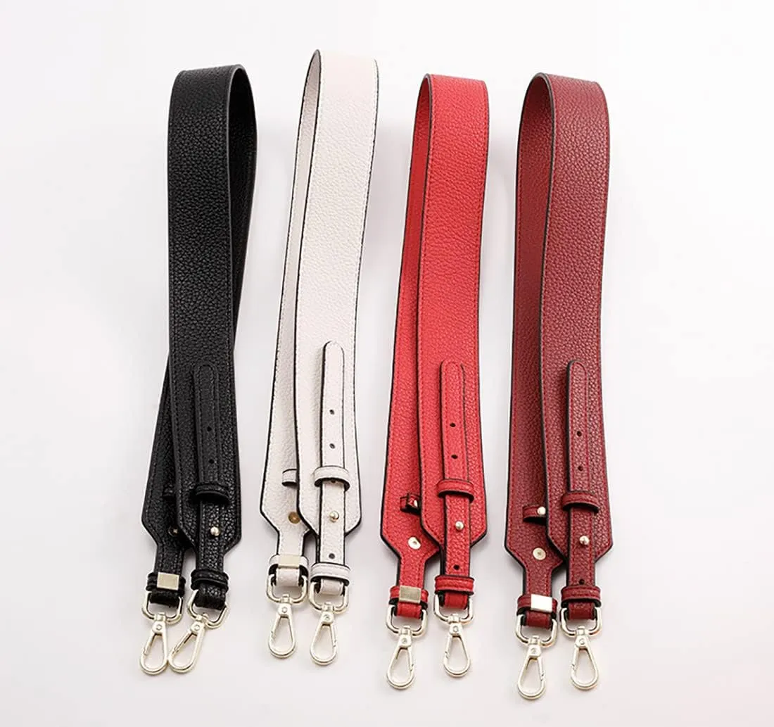 Grain Leather Purse Strap Adjustable Crossbody Replacement Straps for Handbags Monk Head Screws Detachable Gold Clasps Short Red