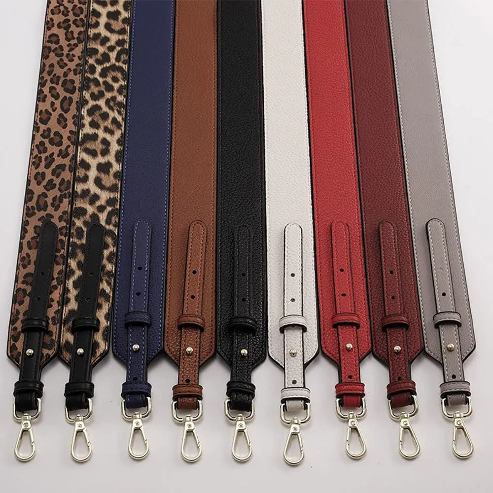 Grain Leather Purse Strap Adjustable Crossbody Replacement Straps for Handbags Monk Head Screws Detachable Gold Clasps Short Red