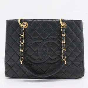 Grand Shopping Tote Quilted Caviar