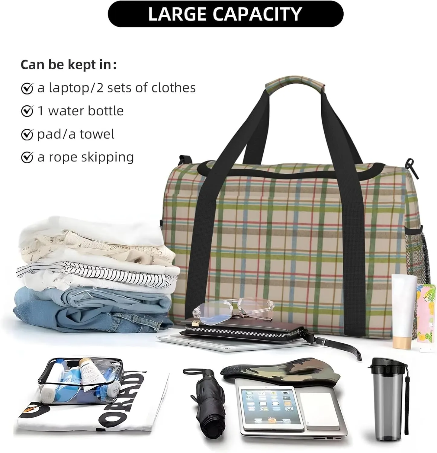 Gray Blue Stripes Travel Duffel Bag Large Foldable Waterproof Overnight Bag For Beach Swim Bags Pool Sports Gym