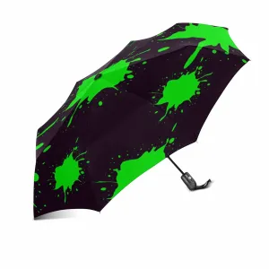 green blots pattern automatic umbrella foldable with totes