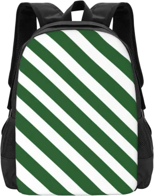 Green White Pirate Stripes Lightweight Packable Backpack Travel Casual Hiking Daypack Foldable Backpack For Men Women