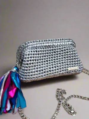 Gretta Silver metallic clutch