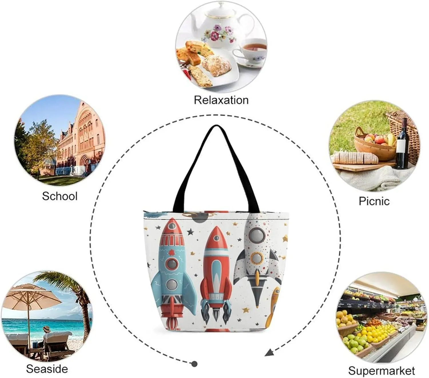 Grocery Bag Reusable Tote Bag Foldable Cat Shopping Bag Handbag Washable Shoulder Bag for Travel