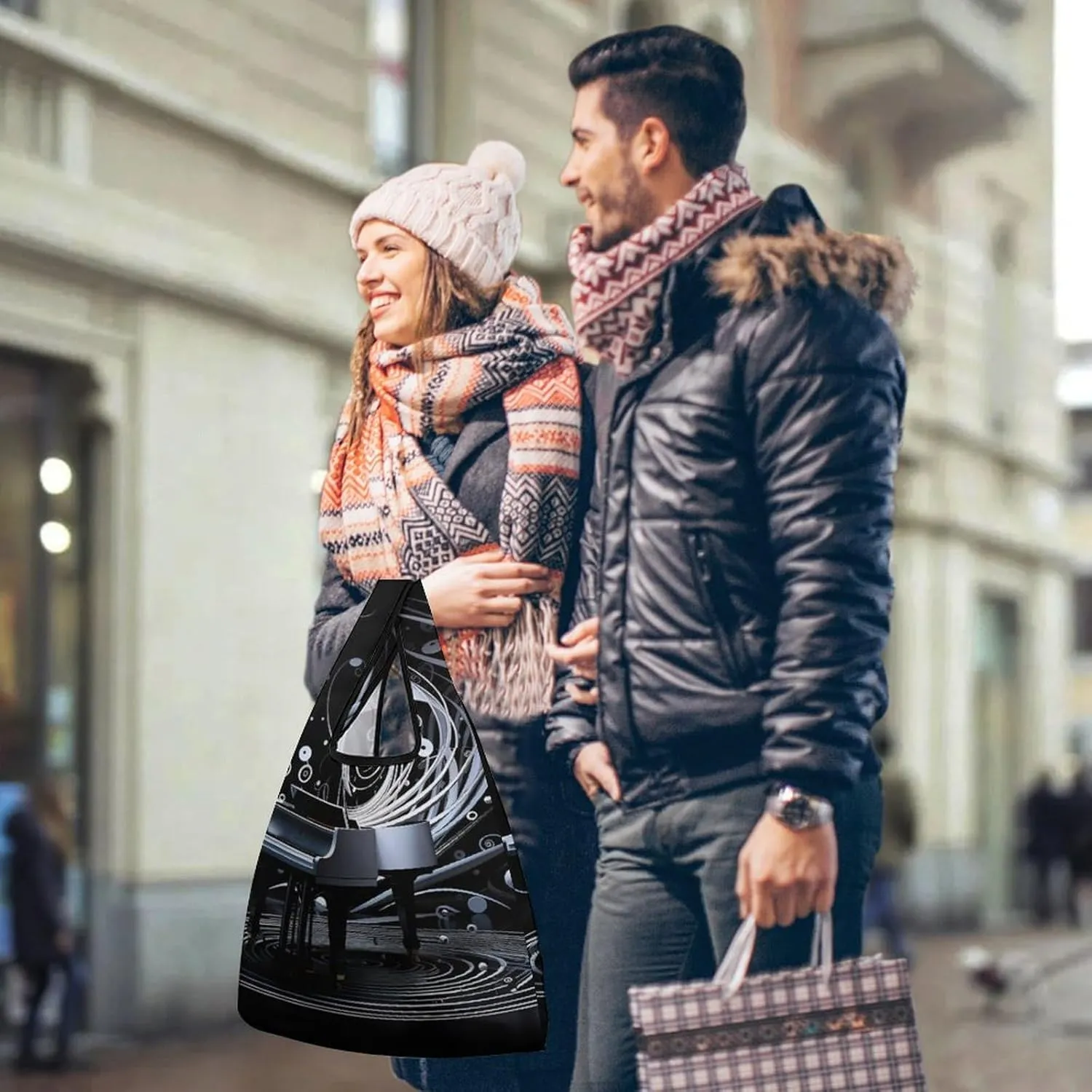 Grocery Bag Reusable Tote Bag Foldable Wild Elk Shopping Bag Handbag Washable Shoulder Bag for Travel