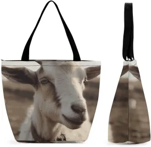 Grocery Bags for Shopping Goat on Hillside Shopping Bag for Women Lightweight Bag Reusable Tote Bags Foldable Bag with Handle Portable Storage Handbag