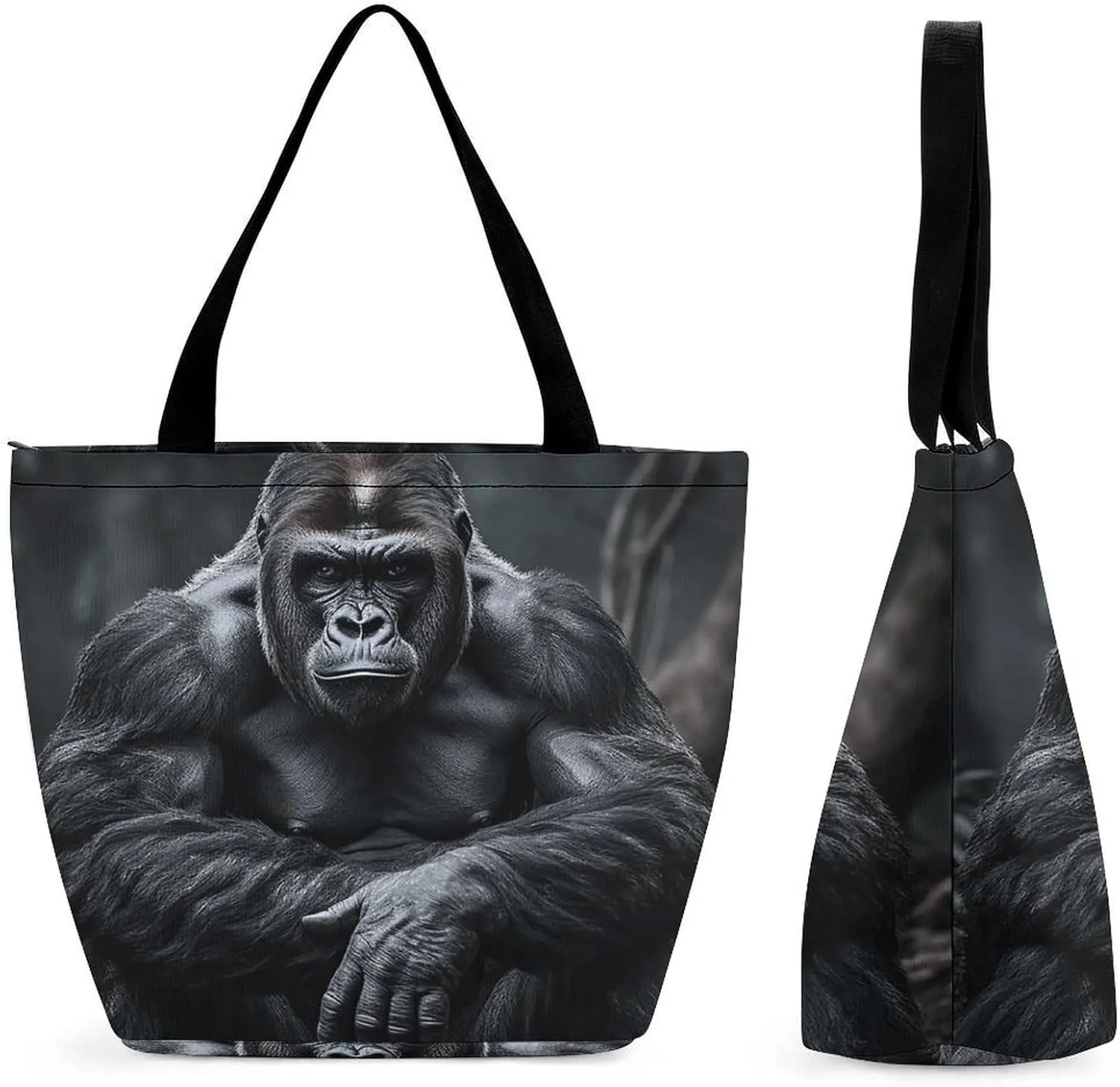 Grocery Bags for Shopping Gorilla on The Ground Shopping Bag for Women Lightweight Bag Reusable Tote Bags Foldable Bag with Handle Portable Storage Handbag