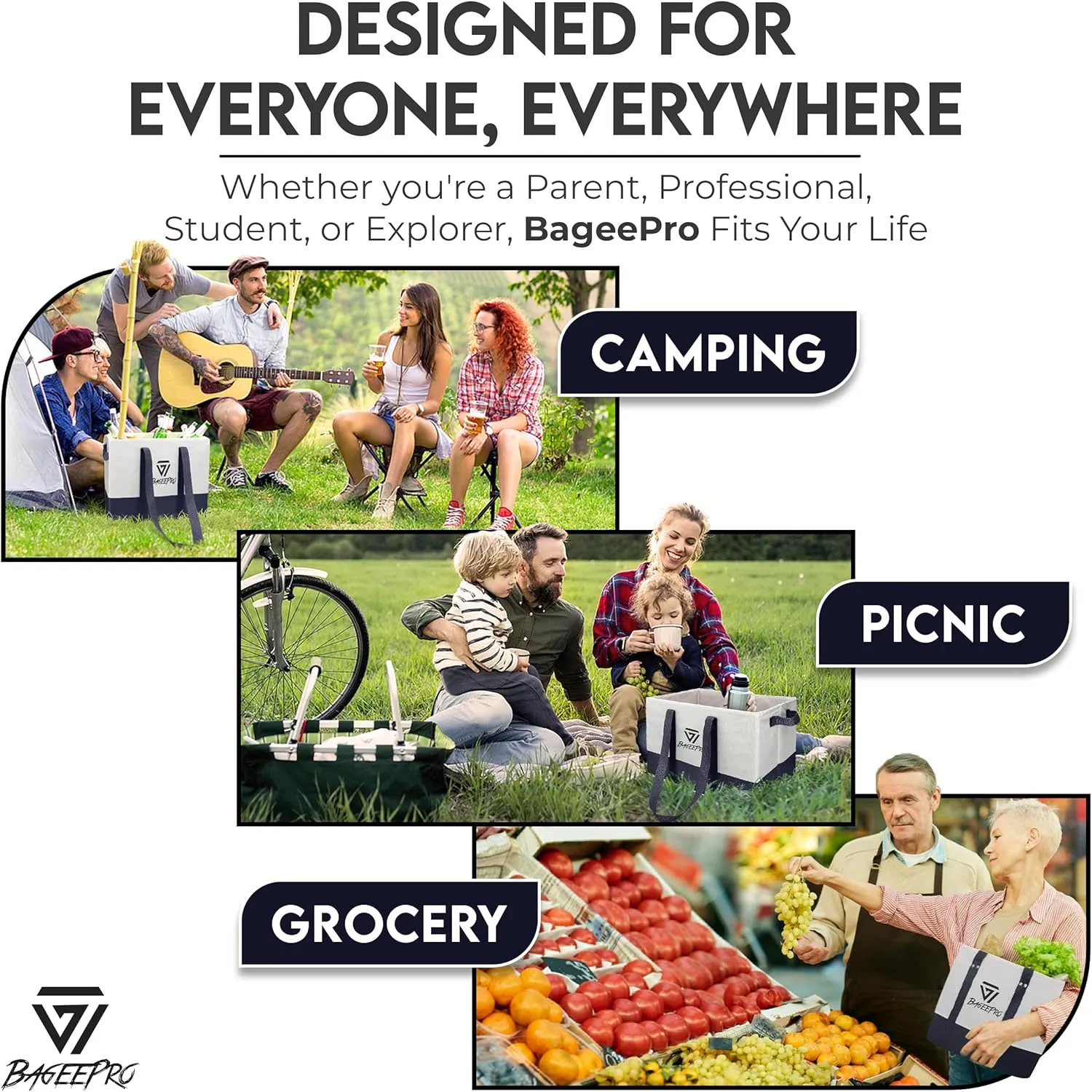 Grocery Bags Shopping Bags Large Shopping Bags with Handles for Food & Storage Foldable Grocery Totes 2 Packs