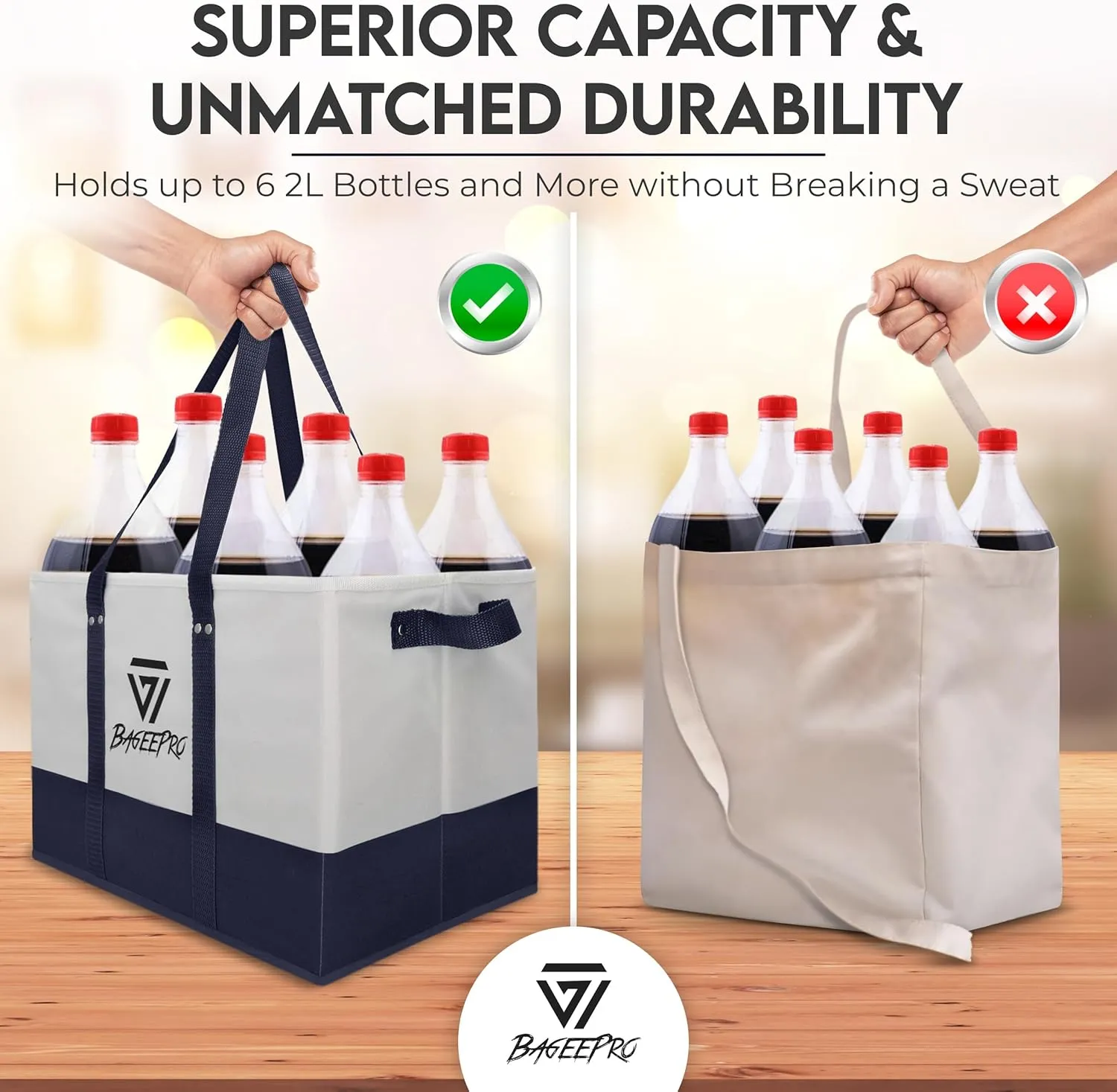 Grocery Bags Shopping Bags Large Shopping Bags with Handles for Food & Storage Foldable Grocery Totes 2 Packs