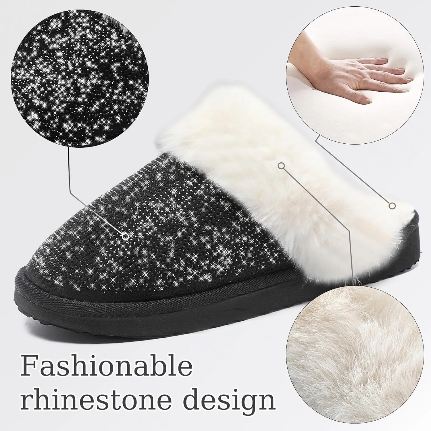 Guyarns Fuzzy House Slippers for Women,Memory Foam Womens Slippers Indoor and Outdoor Non-Slip Faux Fur Comfy Winter House Shoes