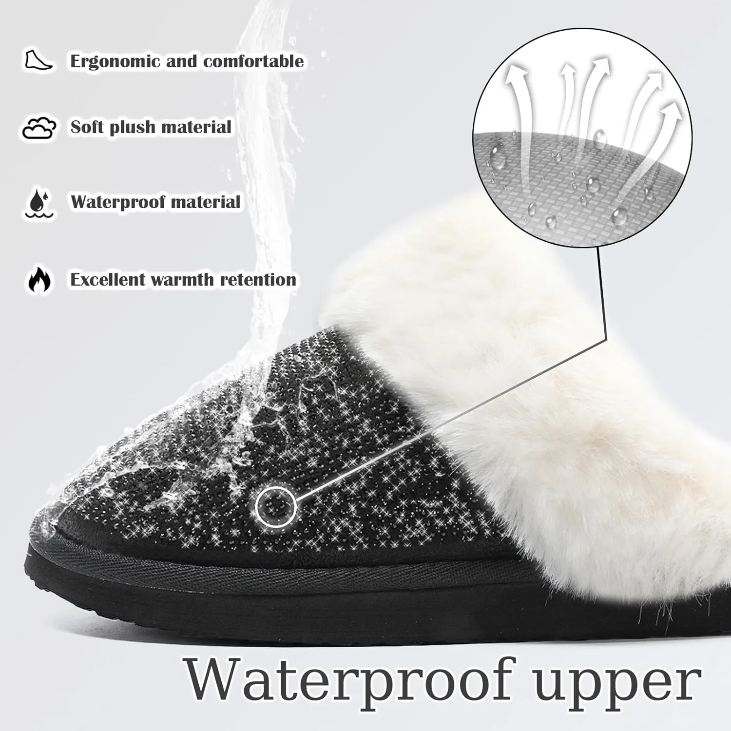 Guyarns Fuzzy House Slippers for Women,Memory Foam Womens Slippers Indoor and Outdoor Non-Slip Faux Fur Comfy Winter House Shoes