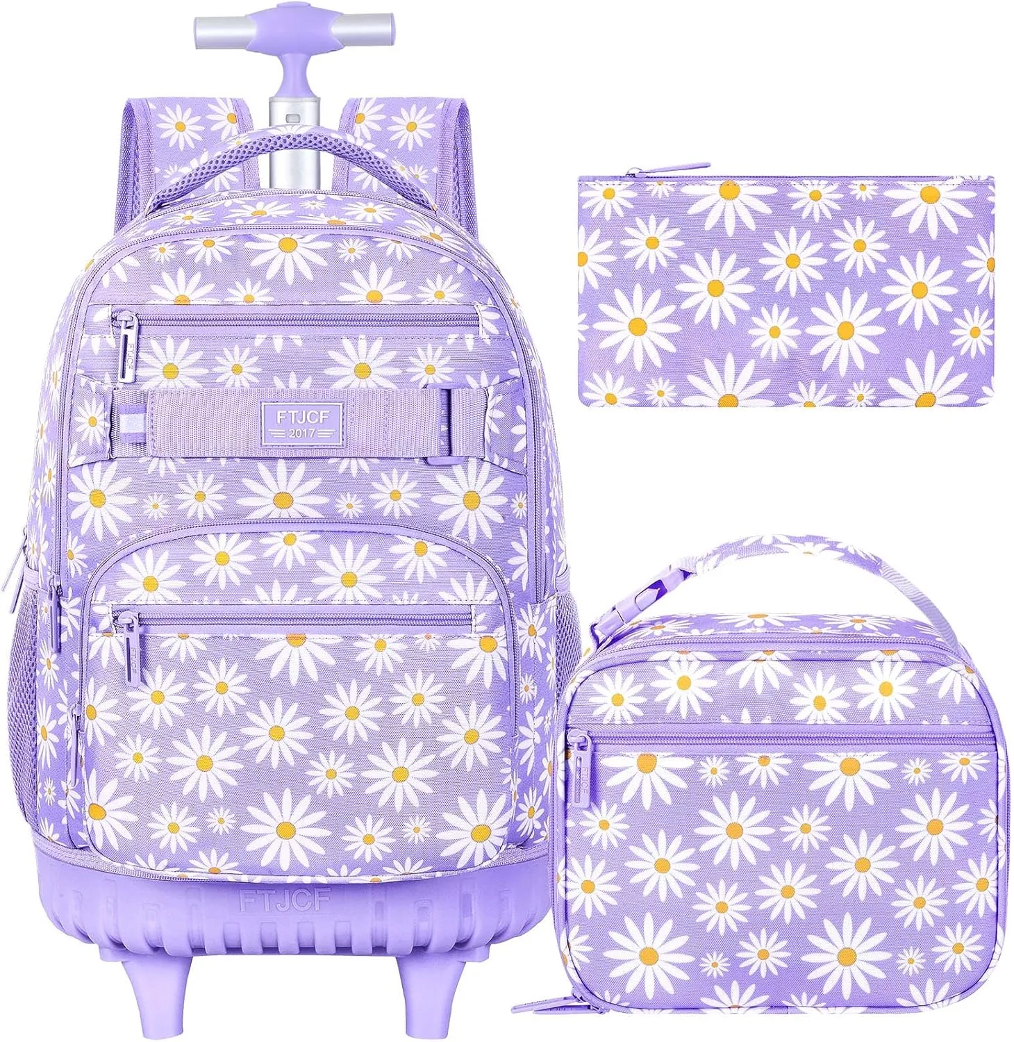 gxtvo Rolling Backpack for Womens and Mens, Adults Wheeled Bookbag with Lunch Box for Girls and Boys.