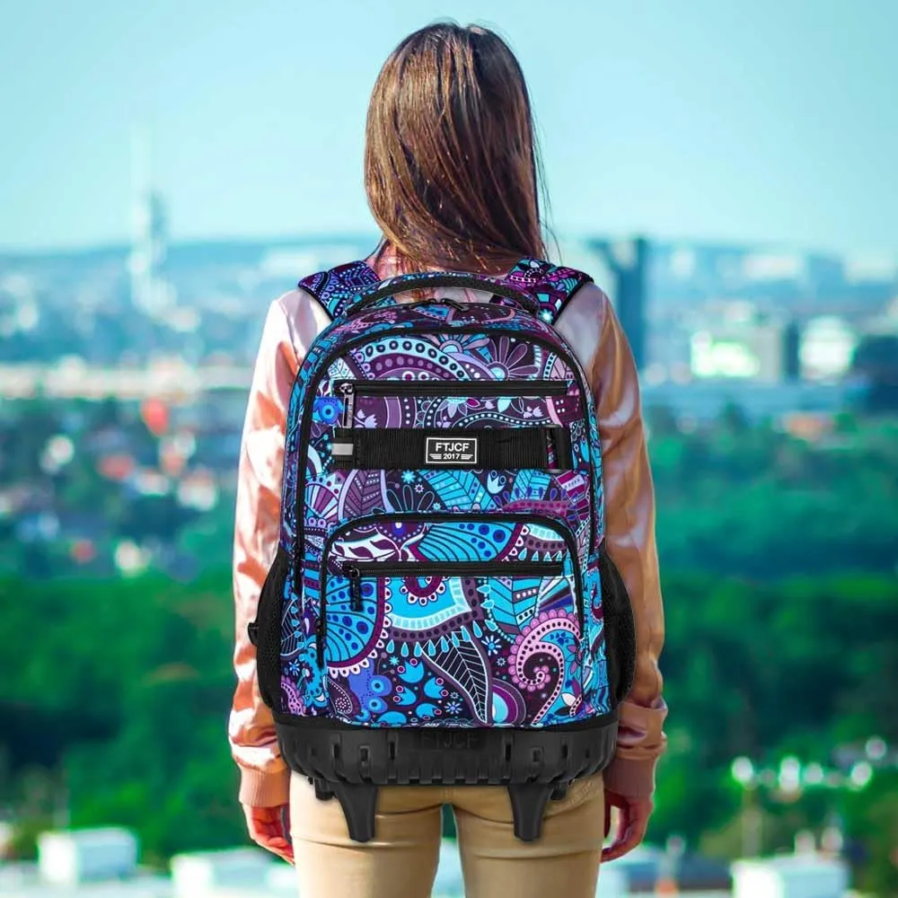 gxtvo Rolling Backpack for Womens and Mens, Adults Wheeled Bookbag with Lunch Box for Girls and Boys.