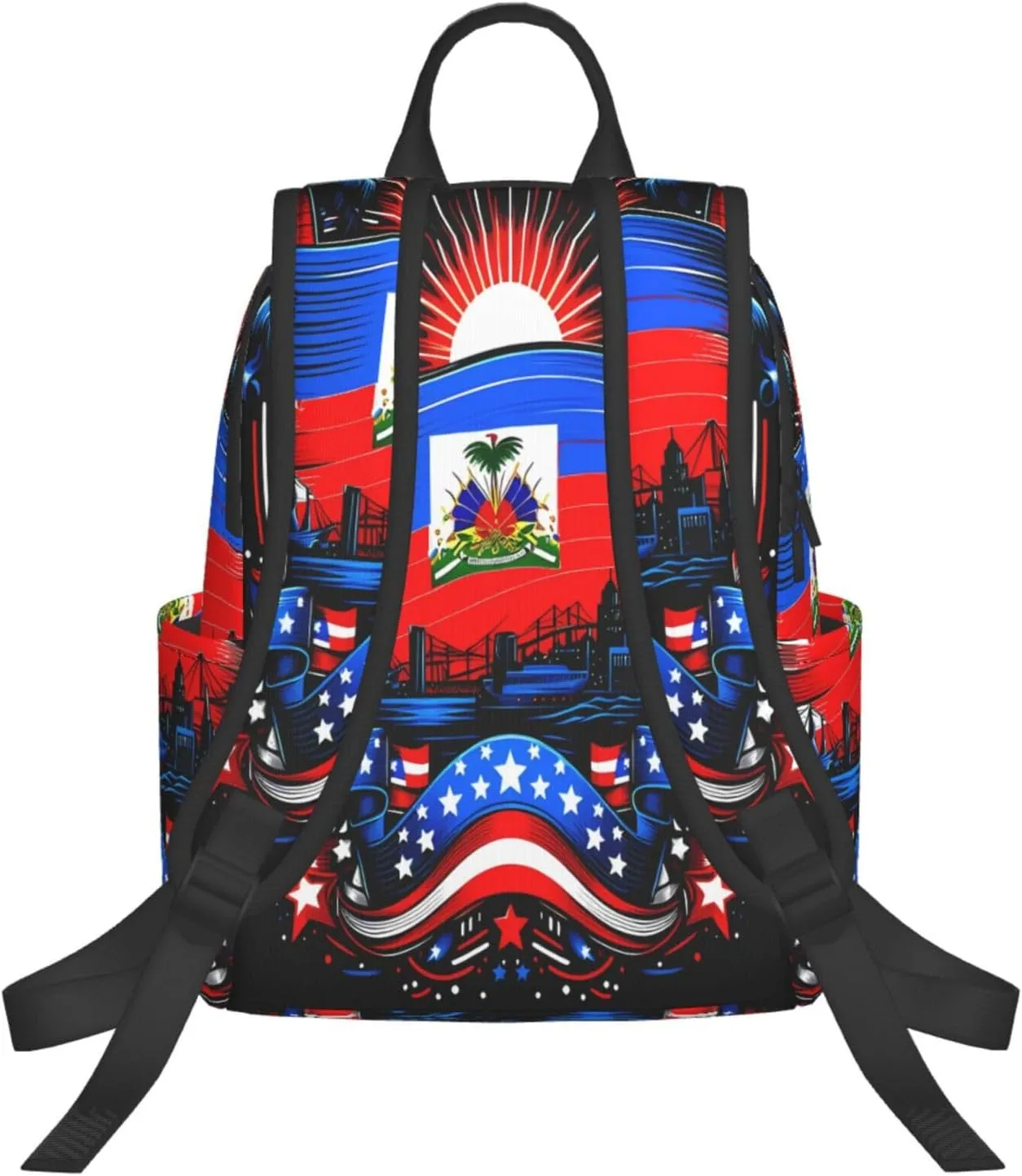 Haiti Flag Day Haitian Pride Casual Backpacks Large Capacity Laptop Backpack Sports Fitness Rucksack Travel Carry-On Daypack Work Bag for Outdoor Camping