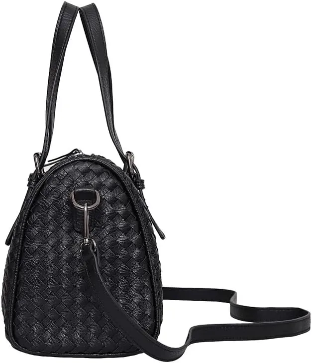 Handwoven PU Leather Handbag, Large Capacity Tote & Shoulder & Crossbody Purse, Detachable Strap for Work, Travel & Shopping