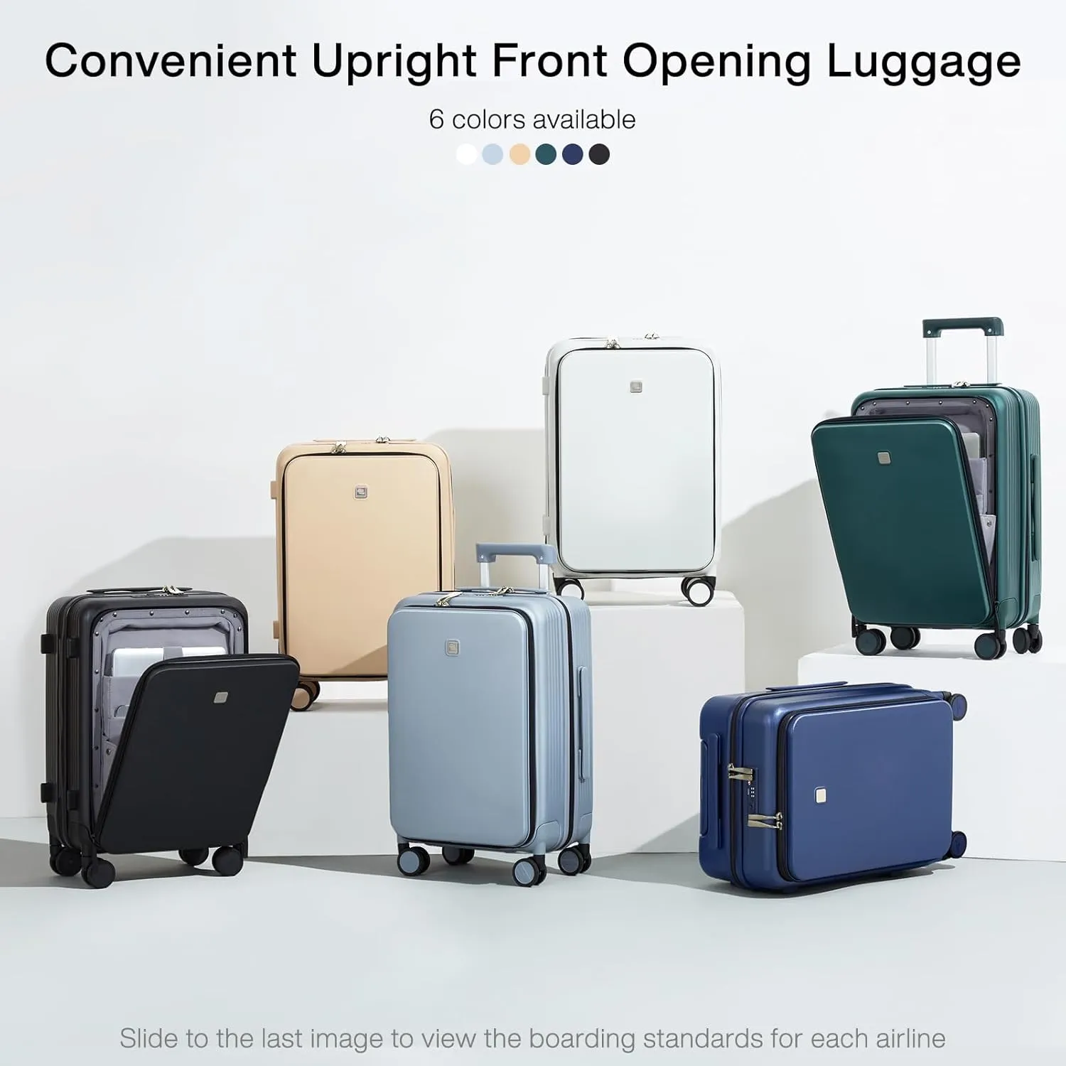 Hanke Grace Carry On Luggage with Wheels Airline Approved Hard Shell Suitcases with Front Pocket，Top Opening Luggage with TSA Lock for Short Business Travel， Cuban Sand.