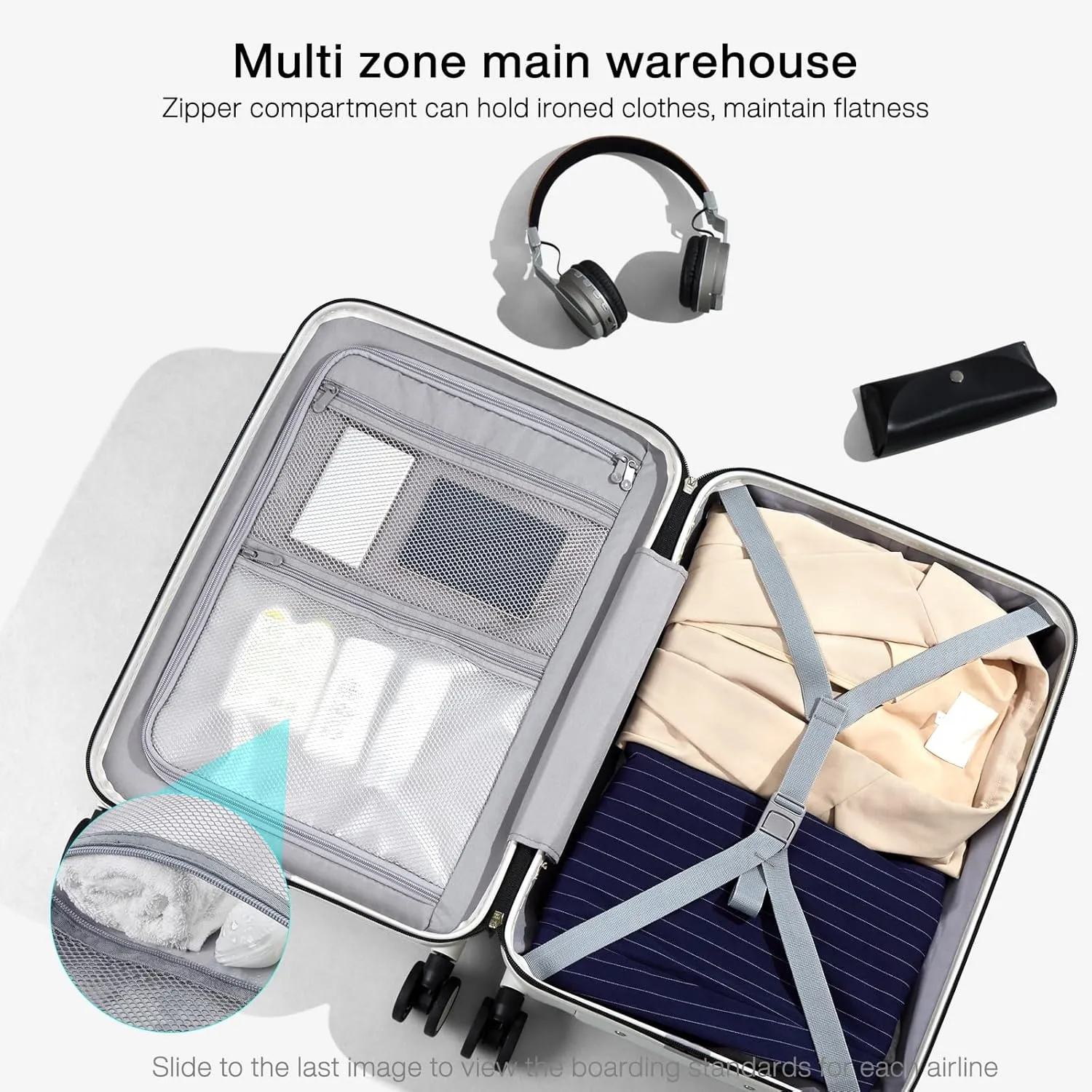 Hanke Grace Carry On Luggage with Wheels Airline Approved Hard Shell Suitcases with Front Pocket，Top Opening Luggage with TSA Lock for Short Business Travel， Cuban Sand.