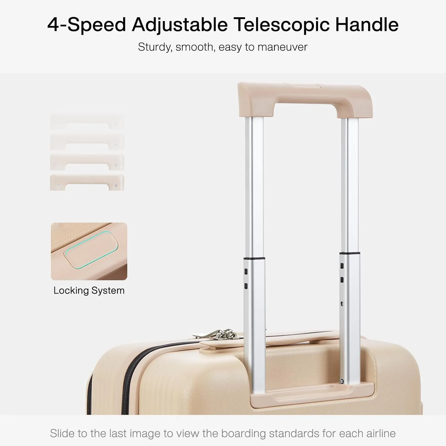 Hanke Grace Carry On Luggage with Wheels Airline Approved Hard Shell Suitcases with Front Pocket，Top Opening Luggage with TSA Lock for Short Business Travel， Cuban Sand.