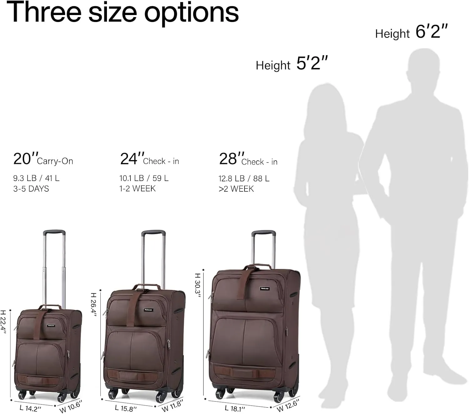 Hanke Softside Expandable Carry On Luggage with spinner wheels, Multi-function Tsa Approved Luggage,Coffee,Carry-On 20-Inch