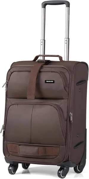 Hanke Softside Expandable Carry On Luggage with spinner wheels, Multi-function Tsa Approved Luggage,Coffee,Carry-On 20-Inch
