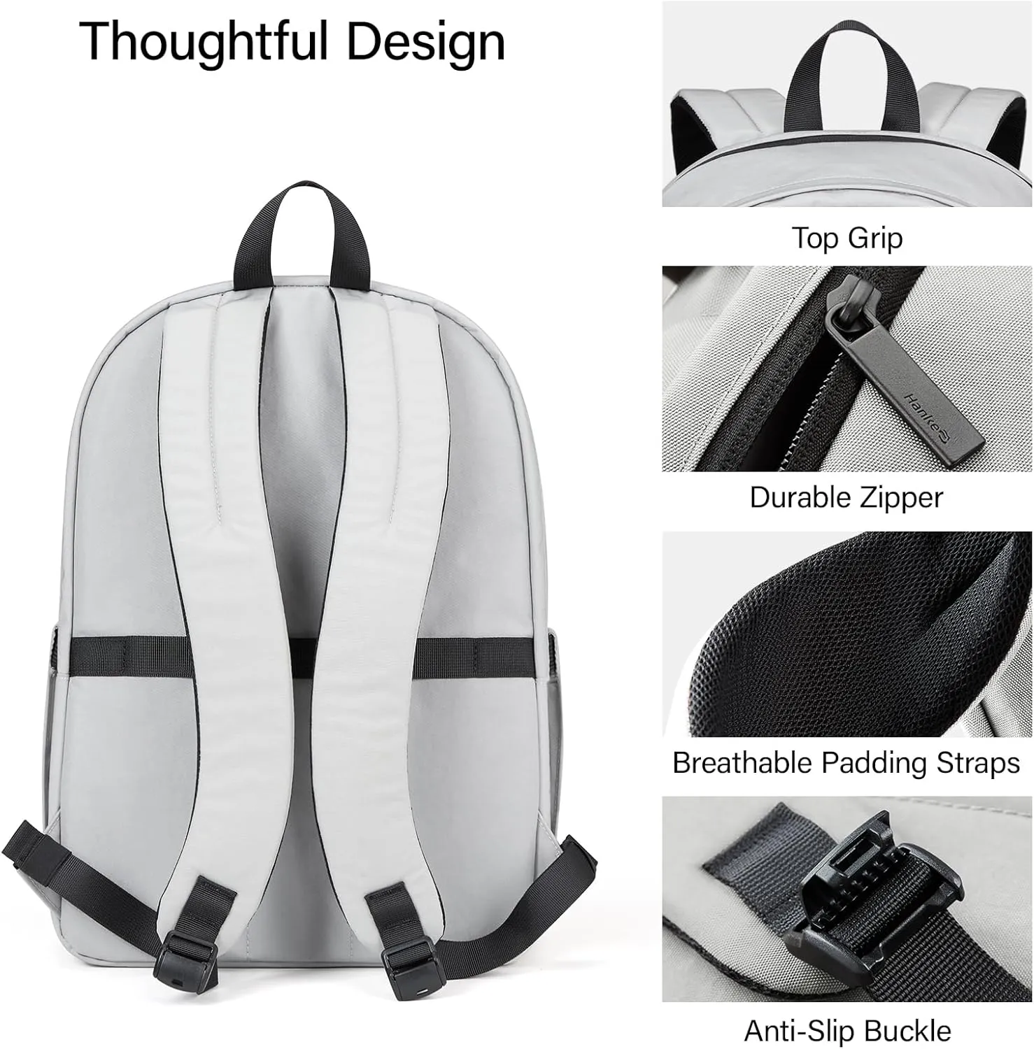 Hanke Travel Backpack for Women, Lightweight Personal Item Backpack, Carry On Backpack for Women, Airline Approved Work Backpacks Woman Casual Daypack (Rock Grey)