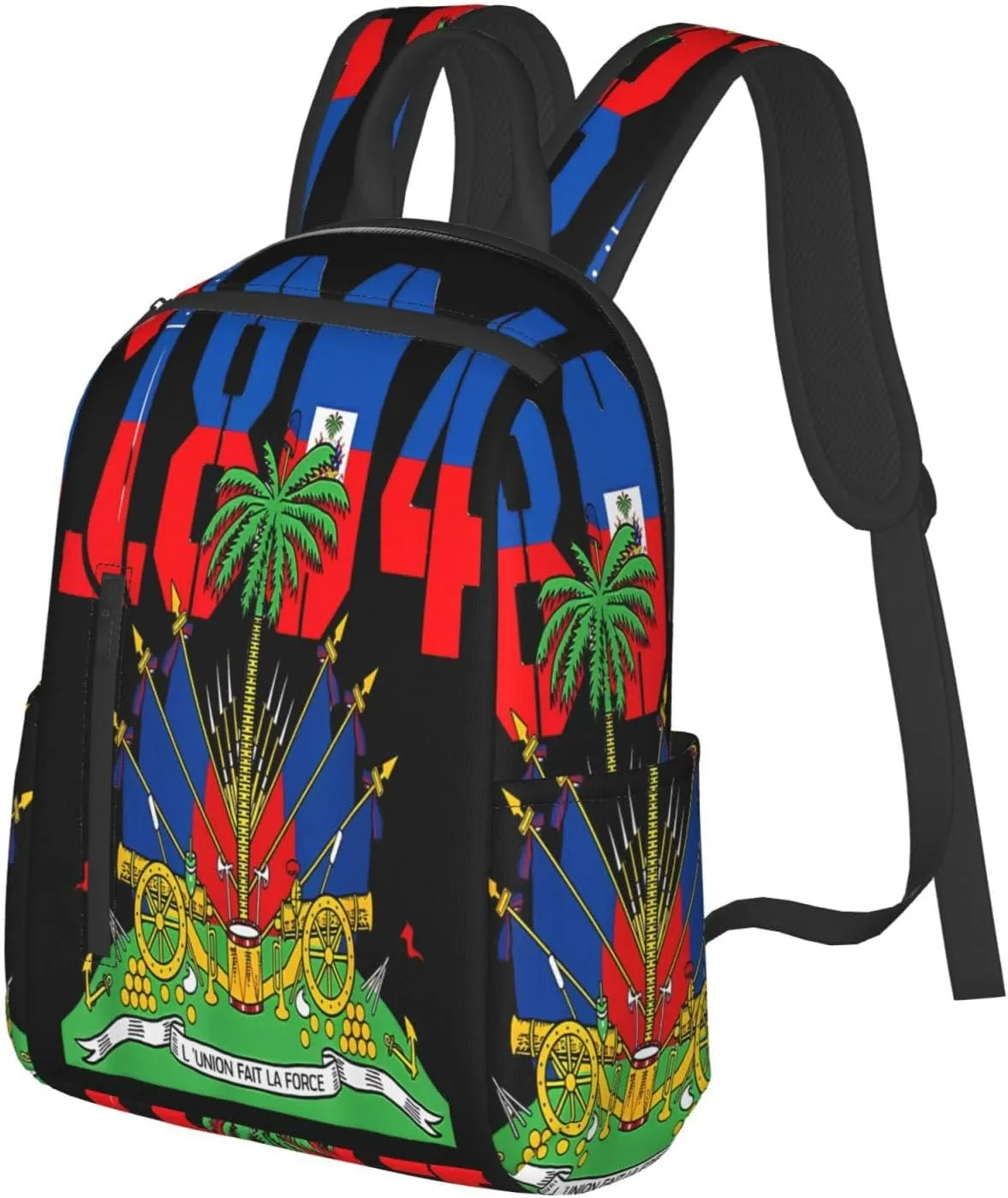 Happy Haitian Flag Day 1804 Casual Backpacks Large Capacity Laptop Backpack Sports Fitness Rucksack Travel Carry-On Daypack Work Bag for Outdoor Camping