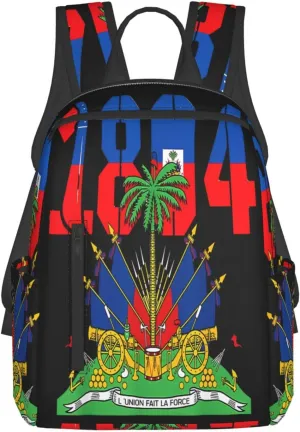 Happy Haitian Flag Day 1804 Casual Backpacks Large Capacity Laptop Backpack Sports Fitness Rucksack Travel Carry-On Daypack Work Bag for Outdoor Camping