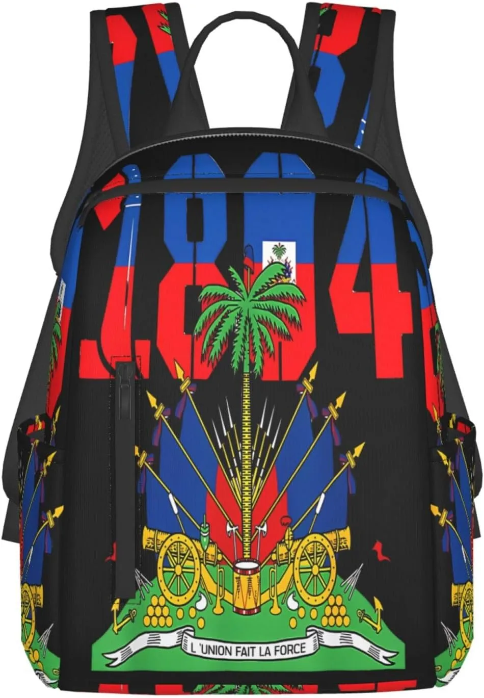 Happy Haitian Flag Day 1804 Casual Backpacks Large Capacity Laptop Backpack Sports Fitness Rucksack Travel Carry-On Daypack Work Bag for Outdoor Camping