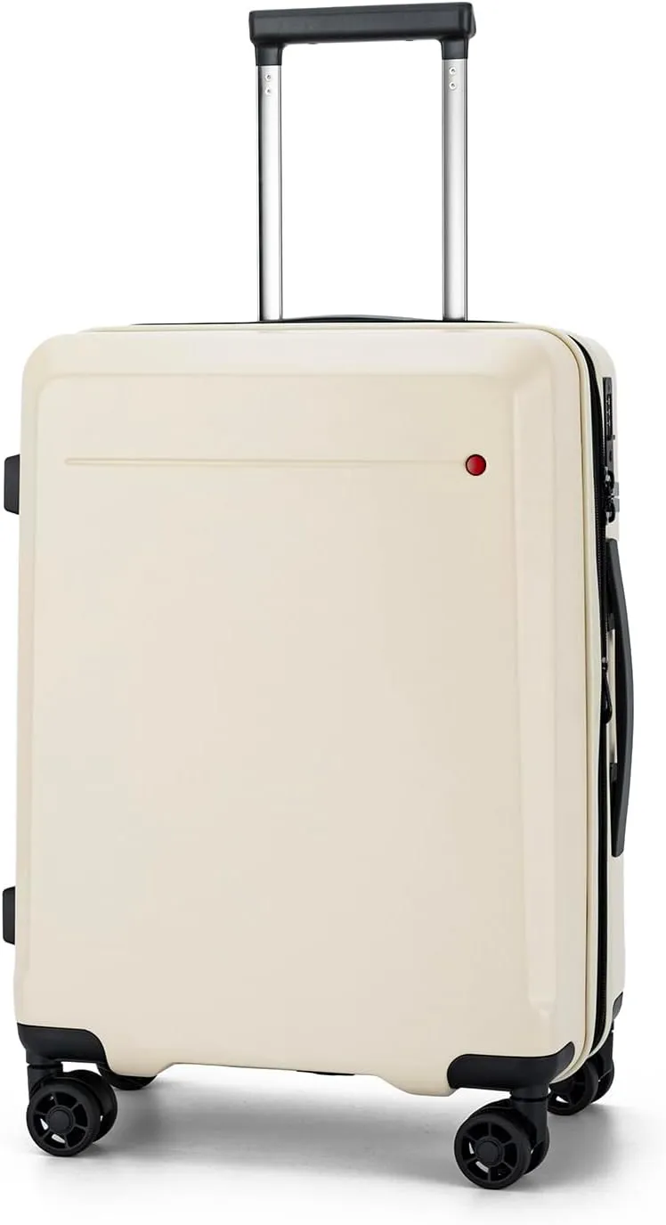 Hardshell Expandable Carry On Luggage with Spinner Wheels 20in 26in carry on airline approved luggage suitcase with wheels (Ivory, Carry-On 20-Inch)