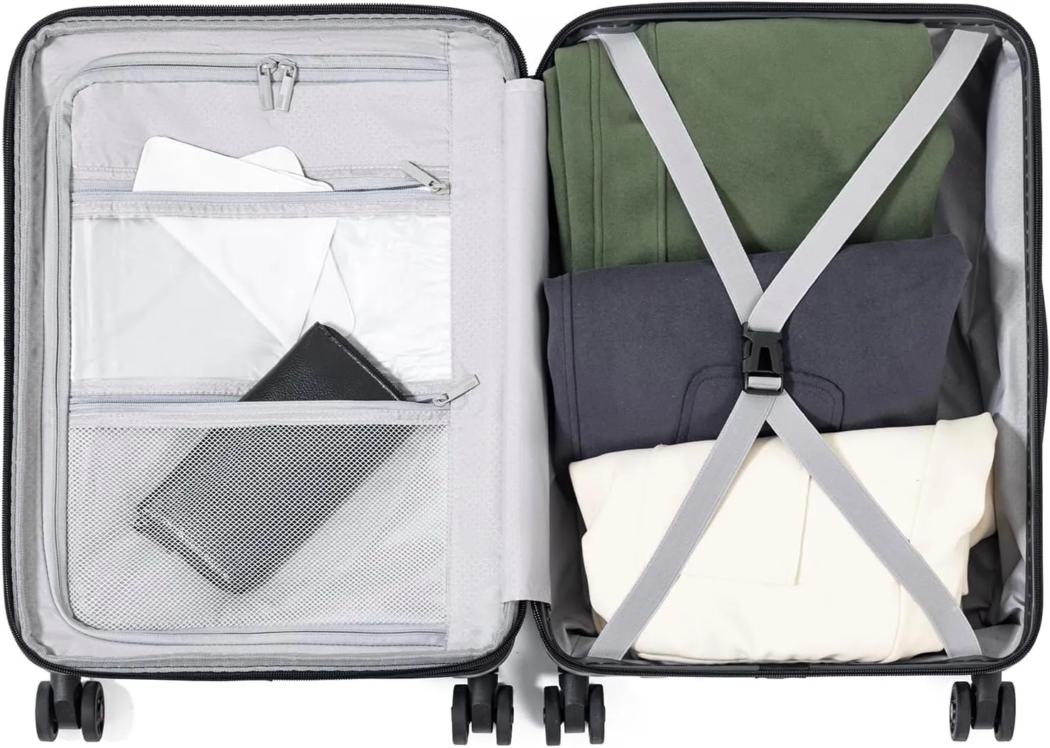 Hardshell Expandable Carry On Luggage with Spinner Wheels 20in 26in carry on airline approved luggage suitcase with wheels (Ivory, Carry-On 20-Inch)