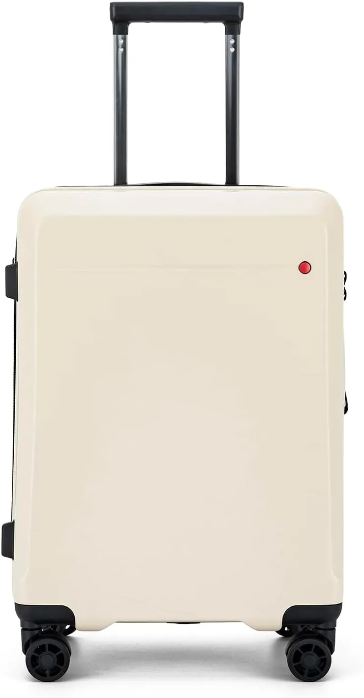 Hardshell Expandable Carry On Luggage with Spinner Wheels 20in 26in carry on airline approved luggage suitcase with wheels (Ivory, Carry-On 20-Inch)