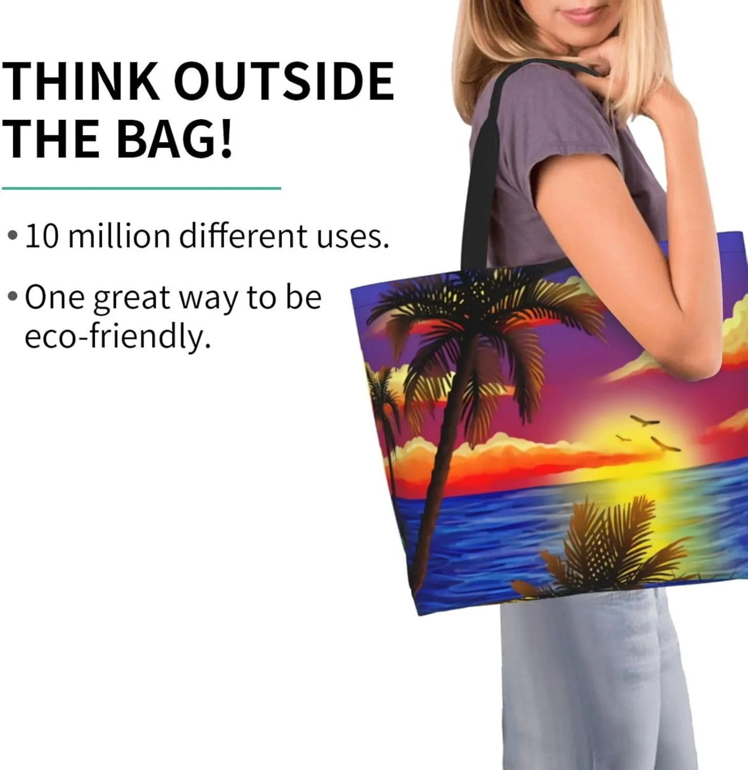Hawaiian Tropical Pattern Tote Bag Large Women Palm Tree Casual Shoulder Bag Handbag Reusable Shopping Grocery Bag