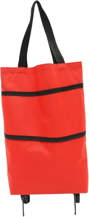 HEALLILY Collapsible Shopping Tey Bag with Wheels Handle Storage Pouch for Groceries Laundry and Travel Foldable