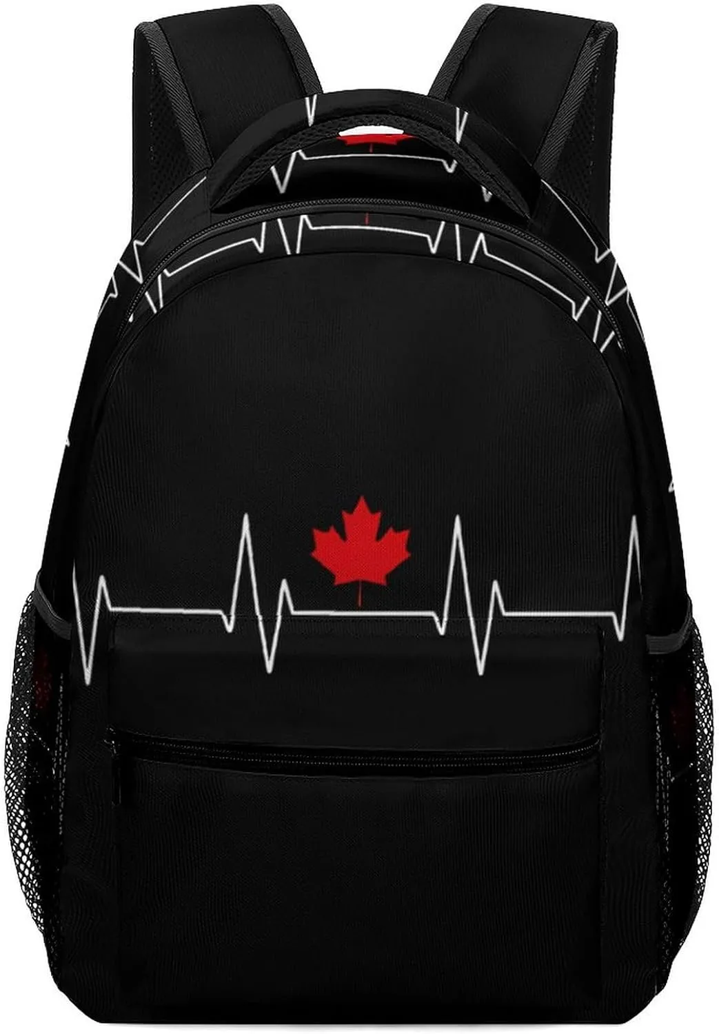 Heartbeat Maple Leaf Canada Flag Backpack Lightweight Laptop Backpack Casual Bag Travel Daypack for Women Men