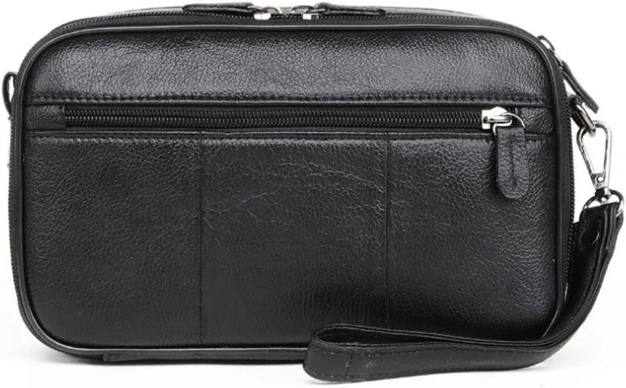 Hebetag Leather Clutch Purse Wallet for Men Organizer Holder Wrist Bag