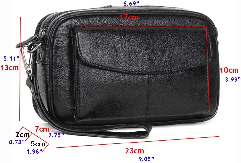 Hebetag Leather Clutch Purse Wallet for Men Organizer Holder Wrist Bag
